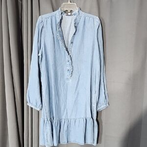 LOFT Blue Textured Tunic Dress